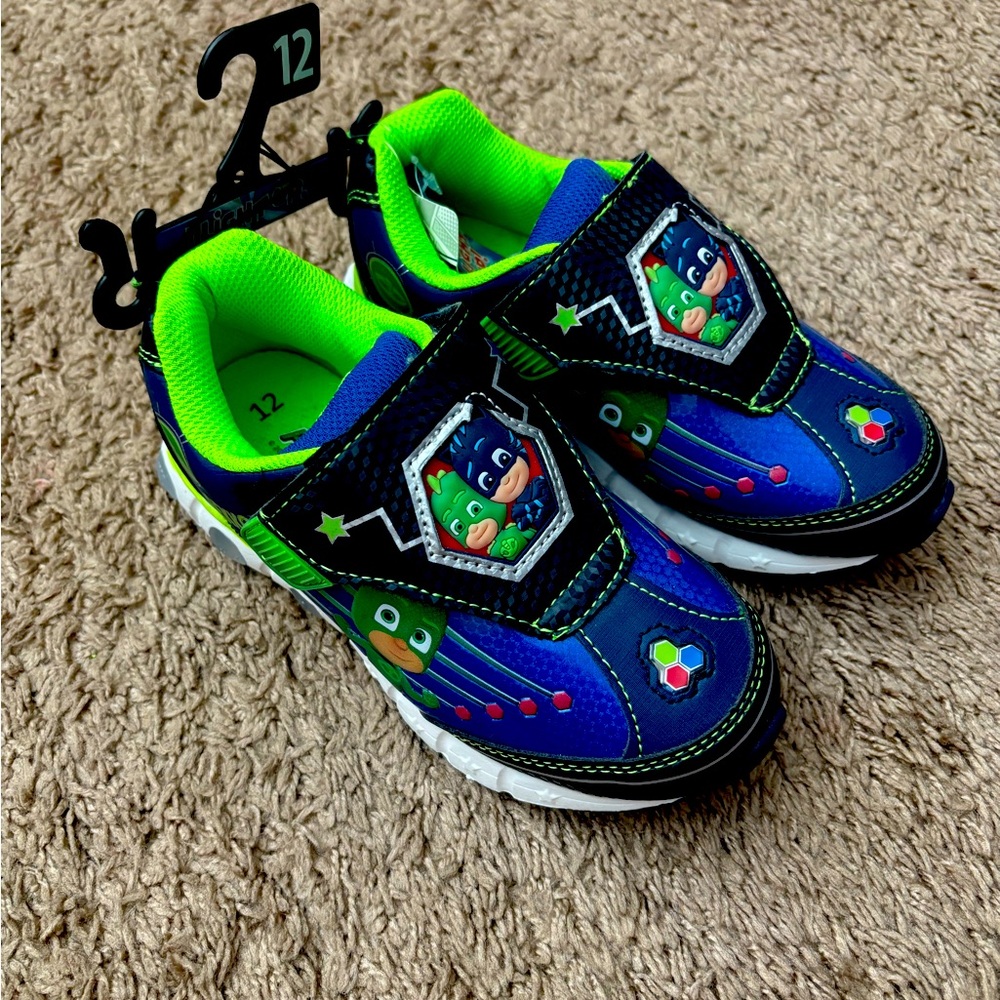 Kids Blue and Green PJ masks shoes size 12